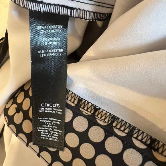 Chicos Black Label Dotted Pull On Slim Ankle Pants Zip Detail Sz 1 (US 8) - Picture 9 of 9